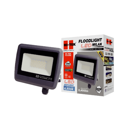 HI-TEK ฝลัดไลท์ LED มิลาน IP65 30W 220V สีเทาดำ แสงขาว HFOLFE30DG