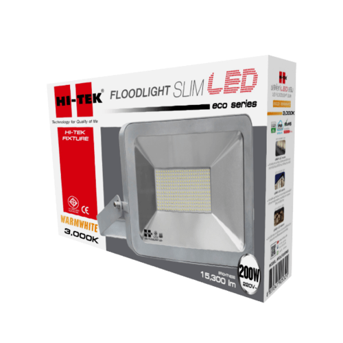HI-TEK โคมไฟฟลัดไลท์ LED 200W รุ่น HFOLF200WS แสงนวล