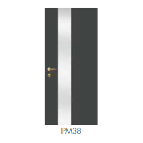LEOWOOD ประตูปิดผิวเมลามีน บานทึบ iDoor Premium Metal Line สีเงินเส้นใหญ่  80x200ซม. สี Platinum Grey