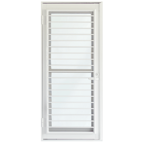 SankyoAlumi ประตูอลูมิเนียมบานเปิด J-Trust (Kitchen Door) ขนาด 90x205ซม. พร้อมมุ้ง JD10-VK0920-W5G สีขาว