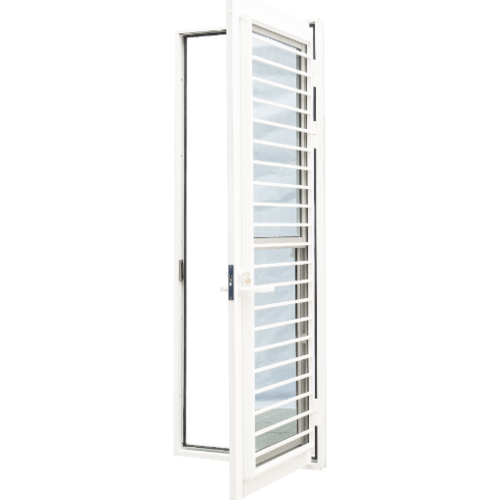 TRUSTAND (J-TRUST) ประตูอะลูมิเนียมมีช่องระบายอากาศ บานเปิด (เปิดซ้าย) Kitchen door 90x205ซม. สีขาว พร้อมมุ้ง