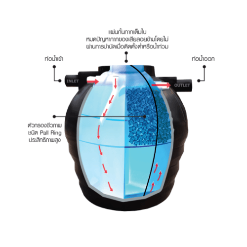WAVE ถังบำบัดน้ำเสียรวมไร้อากาศ(ถังแซท,ถังเกรอะกรองในตัว) 2000L รุ่น ZAD สีดา