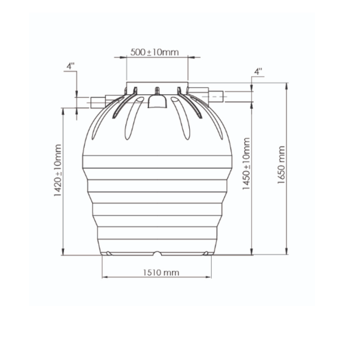 WAVE ถังบำบัดน้ำเสียรวมไร้อากาศ(ถังแซท,ถังเกรอะกรองในตัว) 2000L รุ่น ZAD สีดา