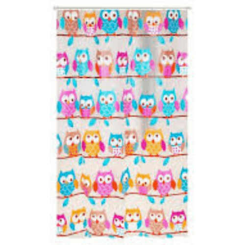 WSP ผ้าม่านห้องน้ำ PEVA ลายนกฮูก รุ่น SCP-1/C4063 ขนาด 180x180 ซม. สีชมพู