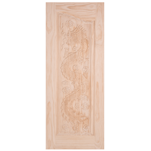 WINDOOR ประตูสลักลาย สนNz 80x200 LA 444 สีเหลือง