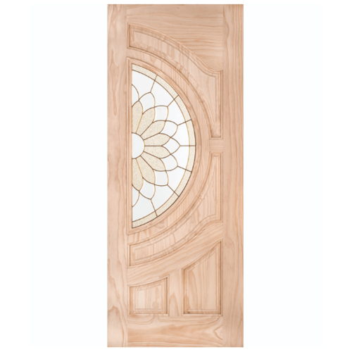 WINDOOR ประตู+กระจก สนนิวซีแลนด์ ขนาด 90x200ซม. SUN FLOWER สีเหลือง