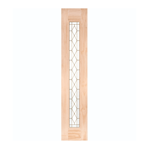 WINDOOR ประตูไม้สนNz บานเรียบพร้อมกระจกลายขนาด 40x200cm. พีระมิด S/L สีเหลือง