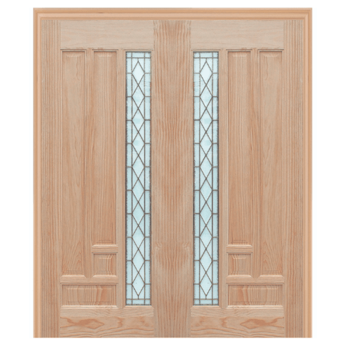 WINDOOR ประตูไม้สนNz ลูกฟักพร้อมกระจก ขนาด 90x200cm. พีระมิด