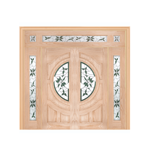 WINDOOR ประตูไม้สน นิวซีแลนด์ลูกฟักพร้อมระจก Com16 ขนาด100x200cm. GLARING GREEN สีเหลือง