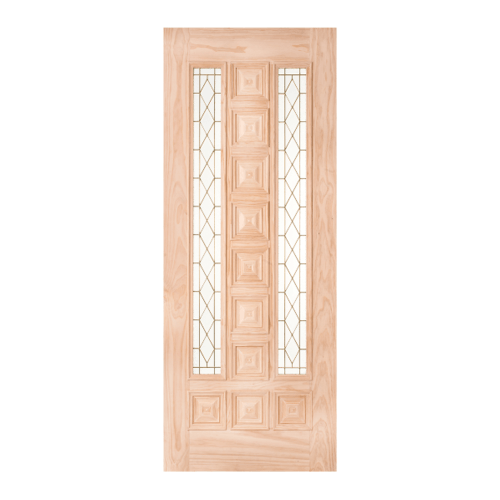 WINDOOR ประตูไม้สนNz ลูกฟักพร้อมกระจก ขนาด 100x230ซม. BARCELONA