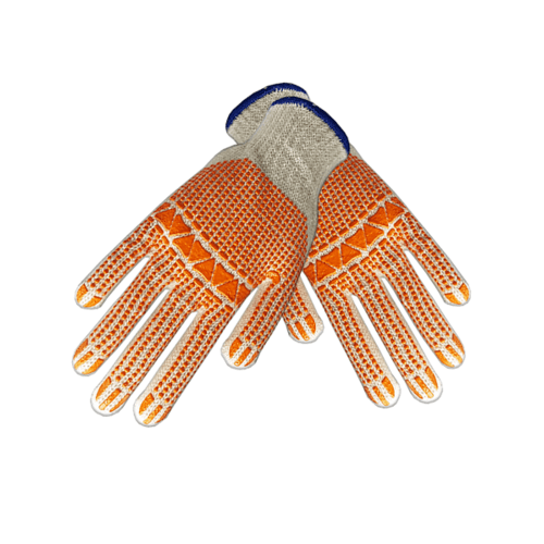 PARAGON ถุงมือพิมพ์พีวีซี กันลื่น DOTTED ORANGE สีส้ม