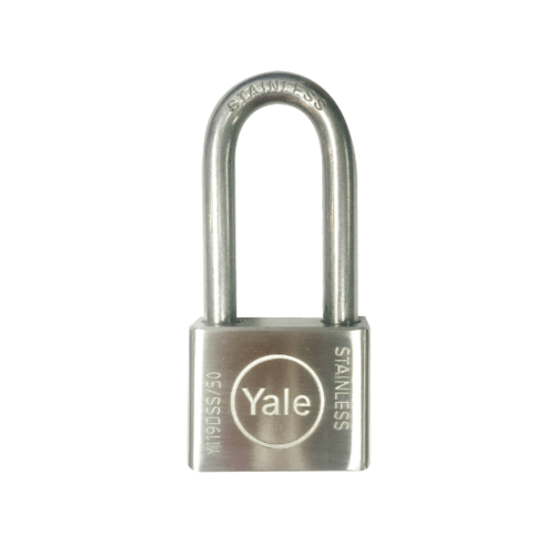 กุญแจคล้อง YALE-SD50L สแตนเลส ขนาด 50มม. ห่วงยาว ระบบดิสก์