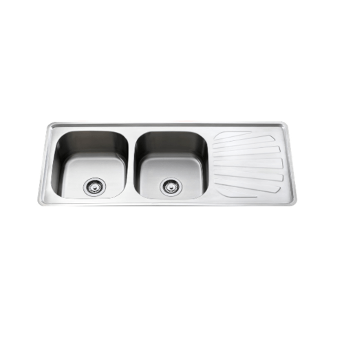 TEKA อ่างล้างจาน 2 หลุมมีที่พักรุ่น T502B1D_2 side