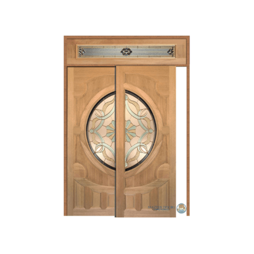 MAZTERDOOR ประตูไม้สยาแดง ลูกฟักพร้อมกระจก บานเลื่อน SS SET-5 200x245ซม. VANDA-02