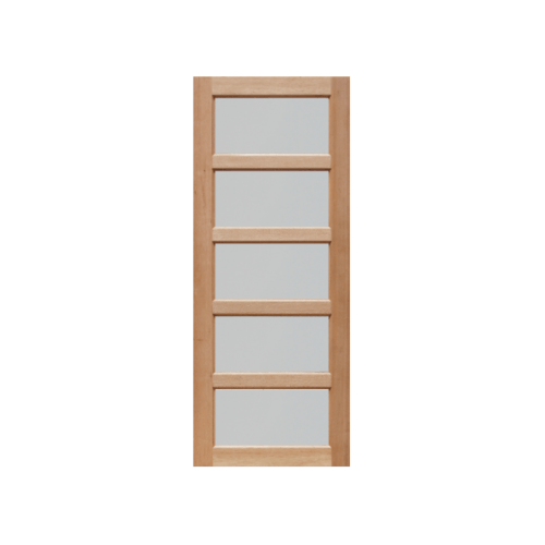 MAZTERDOOR ประตูกระจกไม้เนื้อแข็ง 5ช่องพร้อมกระจกฝ้า MD1/2 80x180ซม.