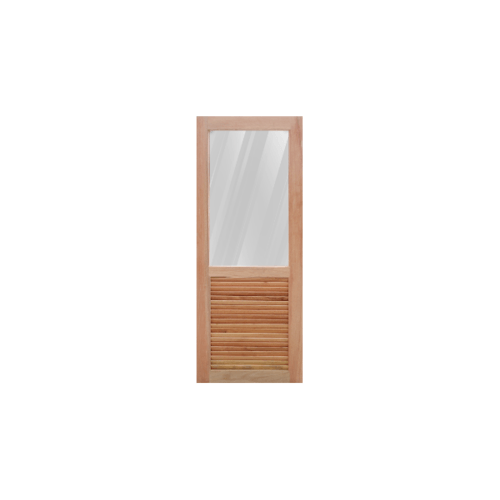 ประตูไม้สยาแดง มีเกล็ดพร้อมกระจก MD-08/2 70x200cm. MAZTERDOORS