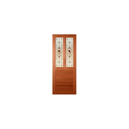 ประตูไม้สยาแดง เกล็กระบายอากาศพร้อมกระจก SS-3/3 79.2x195cm. MAZTERDOORS