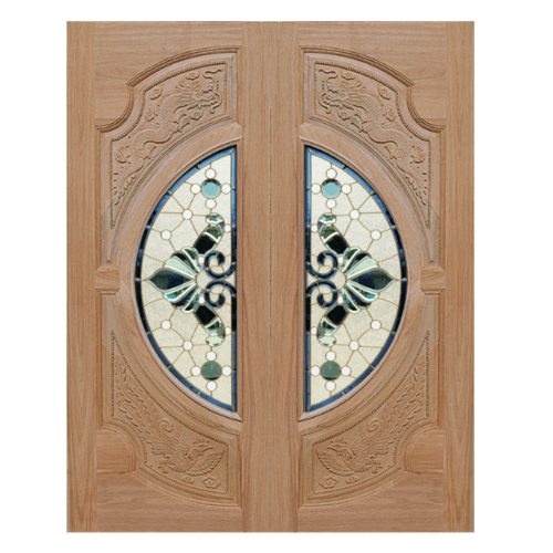 MAZTERDOOR ประตูไม้สยาแดง (หงษ์+มังกร) 80x200cm. VANDA-08