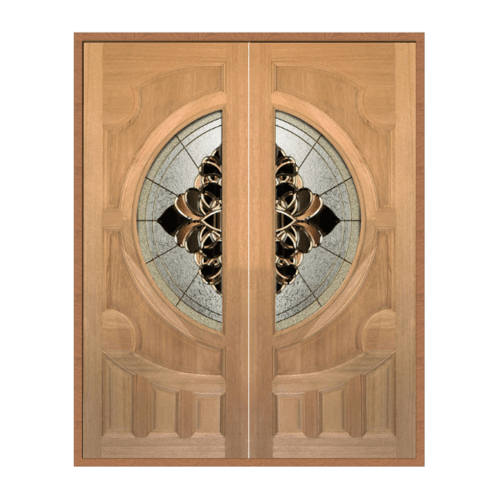 ประตูกระจกไม้สยาแดง(หงษ์+มังกร) VANDA-05 80X200 cm.