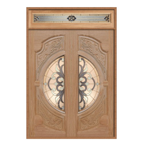 MAZTERDOOR SET 2 ประตูไม้สยาแดง(หงษ์+มังกร) 160X240 cm. VANDA-03