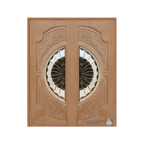 MAZTERDOOR ประตูกระจกสยาแดง (หงษ์+มังกร) 90X200 cm.(ทำสี) VANDA-09