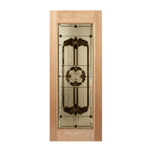 ประตูกระจกไม้สยาแดง LOTUS-06 80x200 cm.