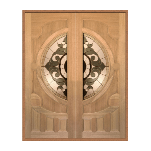 ประตูไม้สยาแดงกระจกSET1 VANDA-01 160x200cm.ทำสี MAZTERDOOR