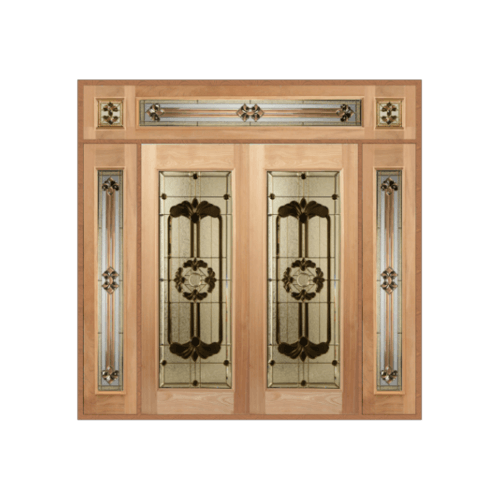 ประตูกระจกไม้สยาแดง SET4 LOTUS-06 240X200cm. MASTERDOORS