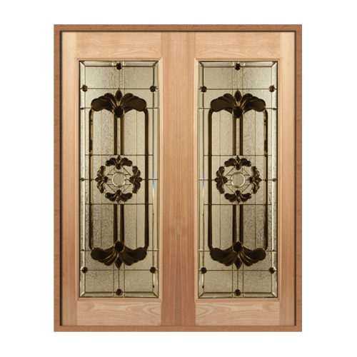 MAZTERDOOR ประตูไม้สยาแดง บานเรียบพร้อมกระจก SET 1 ขนาด 160x200cm. LOTUS-06