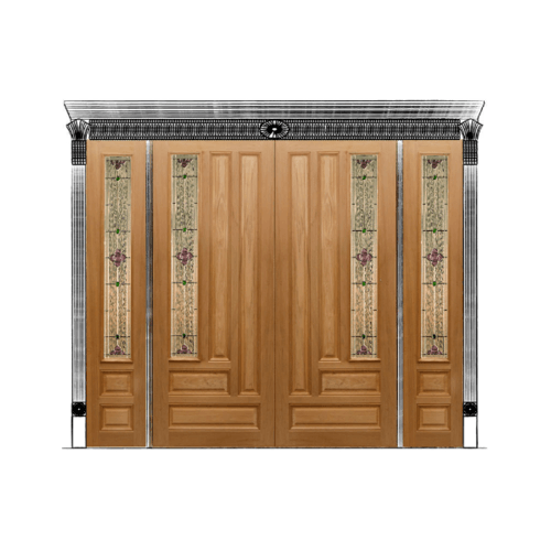 MAZTERDOOR ประตูบานเลื่อนไม้สยาแดง ลูกฟักพร้อมกระจก (SET)ขนาด 180x240cm. JASMINE-04A