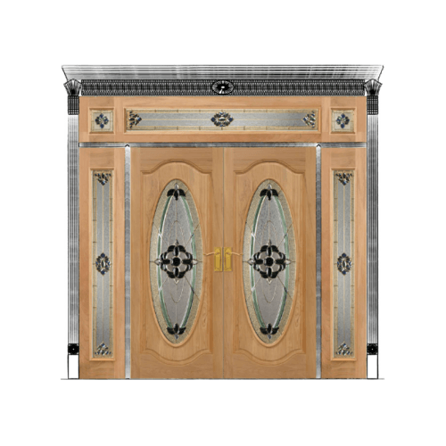 ประตูไม้จาปาร์การ์ ลูกฟักพร้อมกระจก SET 4 ORCHID-06 240x245cm. MAZTERDOORS