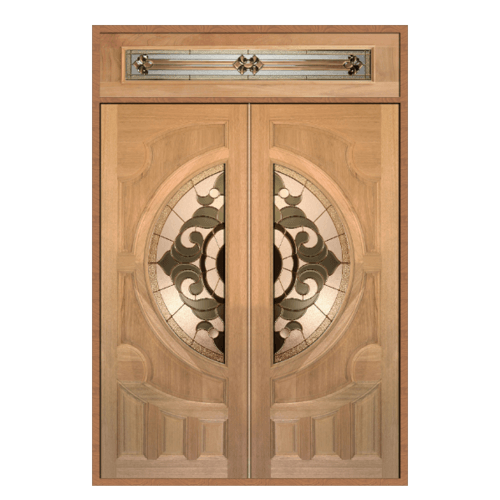 MAZTERDOOR ประตูกระจกไม้สยาแดง แกะลายหงษ์+มังกร พร้อมกระจก SET 2ขนาด 160X240cm. VANDA-01