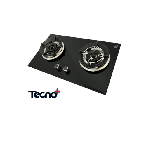 TECNOPLUS เตาแก๊สแบบฝังหน้ากระจก 2 หัวเตา Hob TNP HB 207846 GB สีดำ