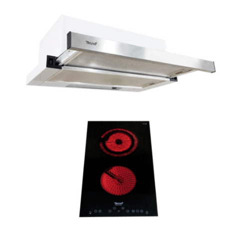 TECNOPLUS ชุดเซ็ทเครื่องดูดควัน + เตาไฟฟ้า TNP HD 60 SL PO + HOB TNP VT 302 DG สีโครเมี่ยม