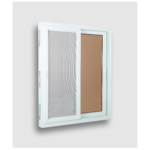 WELLINGTAN หน้าต่างไวนิล บานเลื่อน SS (กระจกสีชา) 100x120ซม. สีขาว พร้อมมุ้ง