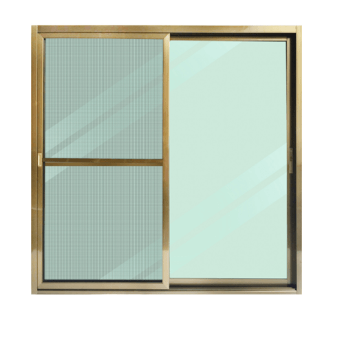 ទ្វាររុញអាលុយមីញ៉ូម SS CGD2020-2P 200cm.x200cm. ពណ៌ Champagne ជាមួយសំណាញ់ WELLINGTAN