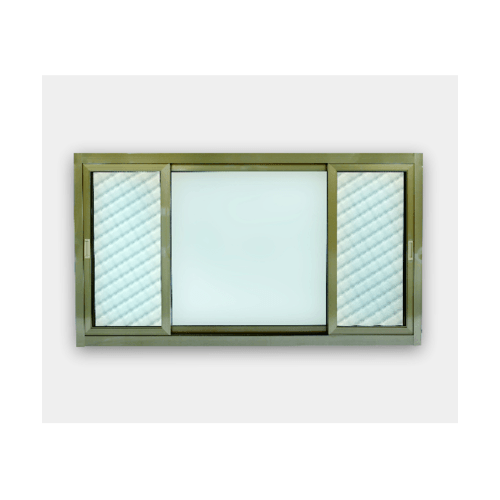 WELLINGTAN หน้าต่างอะลูมิเนียม บานเลื่อน SFS(D) CGW1810-3P 180x100ซม. สีแชมเปญ พร้อมมุ้ง