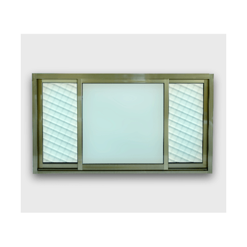 WELLINGTAN หน้าต่างอะลูมิเนียม บานเลื่อน SFS(D) CGW1810-3P 180x100ซม. สีแชมเปญ พร้อมมุ้ง