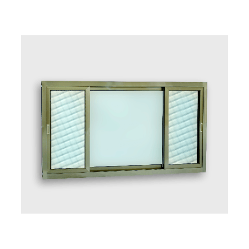 WELLINGTAN หน้าต่างอะลูมิเนียม บานเลื่อน SFS(D) CGW1810-3P 180x100ซม. สีแชมเปญ พร้อมมุ้ง