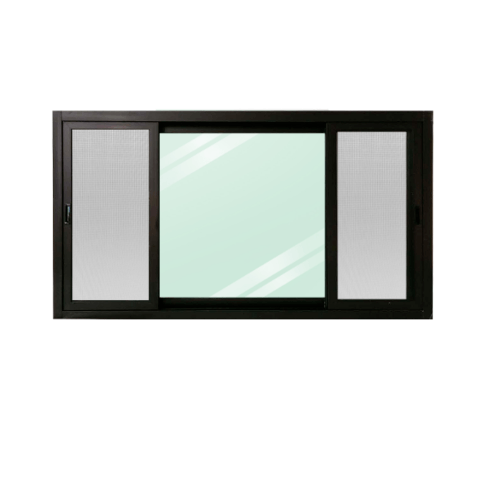 WELLINGTAN หน้าต่างอะลูมิเนียม บานเลื่อน SFS(D) BGW1810-3P 180x100ซม. สีดำ พร้อมมุ้ง