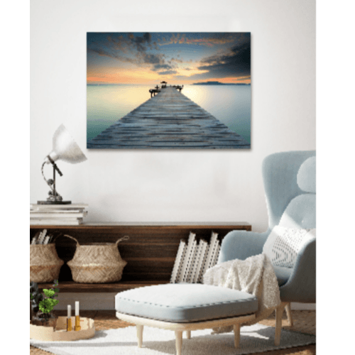 NICE รูปภาพพิมพ์ผ้าใบ View-Sea ขนาด70x50 ซม. (ก.xส.) (สะพานยื่นในทะเล) C7050-11