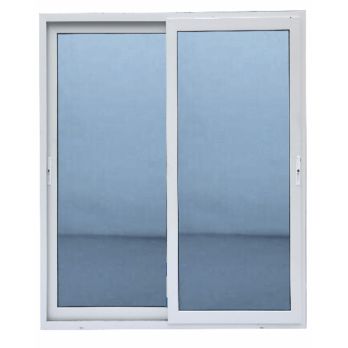 ประตูไวนิล บานเลื่อน SS RBD001 160x205cm. (กxส) สีขาว กระจกสีฟ้าสะท้อนแสง WELLINGTAN