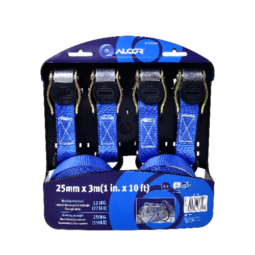 ALCOR สายรัด 3M.x25MM. 125KG. 4PC A376004 สีน้ำเงิน