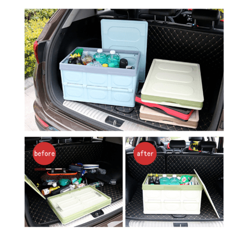GOME กล่องเก็บของพับเก็บได้ พร้อมฝาปิด 30ลิตร  ขนาด 30×43×23 ซม. รุ่น TZ02 สีเขียวอ่อน