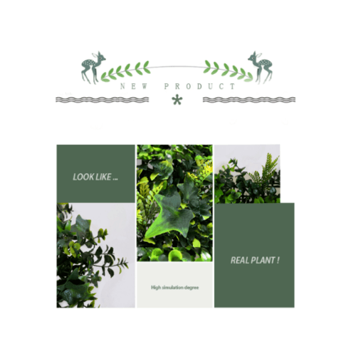 ต้นไม้เทียมติดผนัง รุ่น MZ188026A   ขนาด 50×50×3 ซม.  สีเขียว Tree‘O