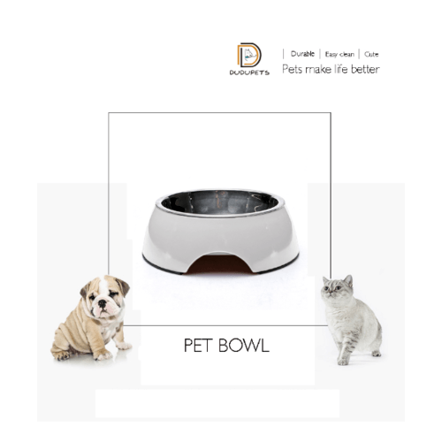 DUDUPETS ชามสเตนเลส ไซส์ S ขนาด 13.5×17×6ซม. รุ่น BP015S สีขาว