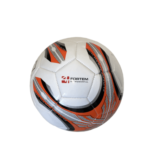 4TEM ลูกฟุตบอลหนังเย็บ PVC เบอร์ 5 รุ่น FT-112 ขนาด  Φ21.5 ซม.สีส้ม-ขาว แถมเข็มก๊าซ 