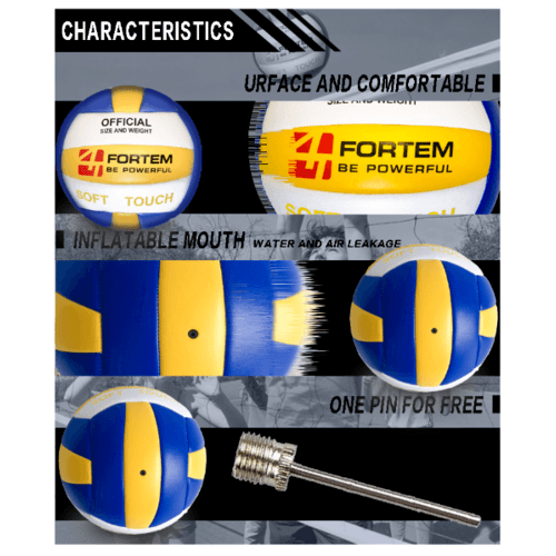 4TEM ลูกวอลเลย์บอลPVC เบอร์ 5
รุ่น GY-184 ขนาด Φ20.5 ซม. สีเหลือง-น้ำเงินแถมเข็มก๊าซ