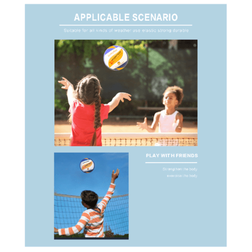 ลูกวอลเลย์บอลPU เบอร์5 รุ่น SG-5646 ขนาด  Φ21.5ซม. สีเหลือง-น้ำเงินแถมเข็มก๊าซ 4TEM