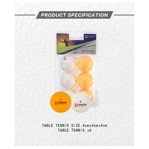 4TEM ลูกปิงปอง  1 ดาว รุ่น SG-9283 เส้นผ่าศูนย์กลาง 4 ซม. (6 ลูก/แพ็ค). สีขาว-ส้ม